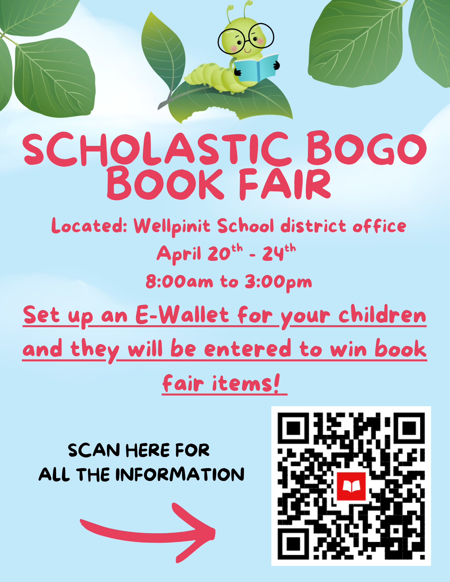 QR code for Scholastic Book Fair flyer
